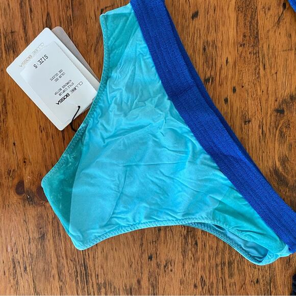 New $158 Anthro Clube Bossa Niarchos Bikini Bottom Blue Green sz Sm Brazilian - Picture 1 of 6